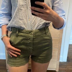 Re/done Originals button-fly army green high-waisted shorts